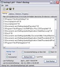 Peters Backup freeware screenshot